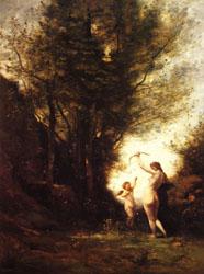 camille corot A Nymph Playing with Cupid(Salon of 1857) oil painting picture